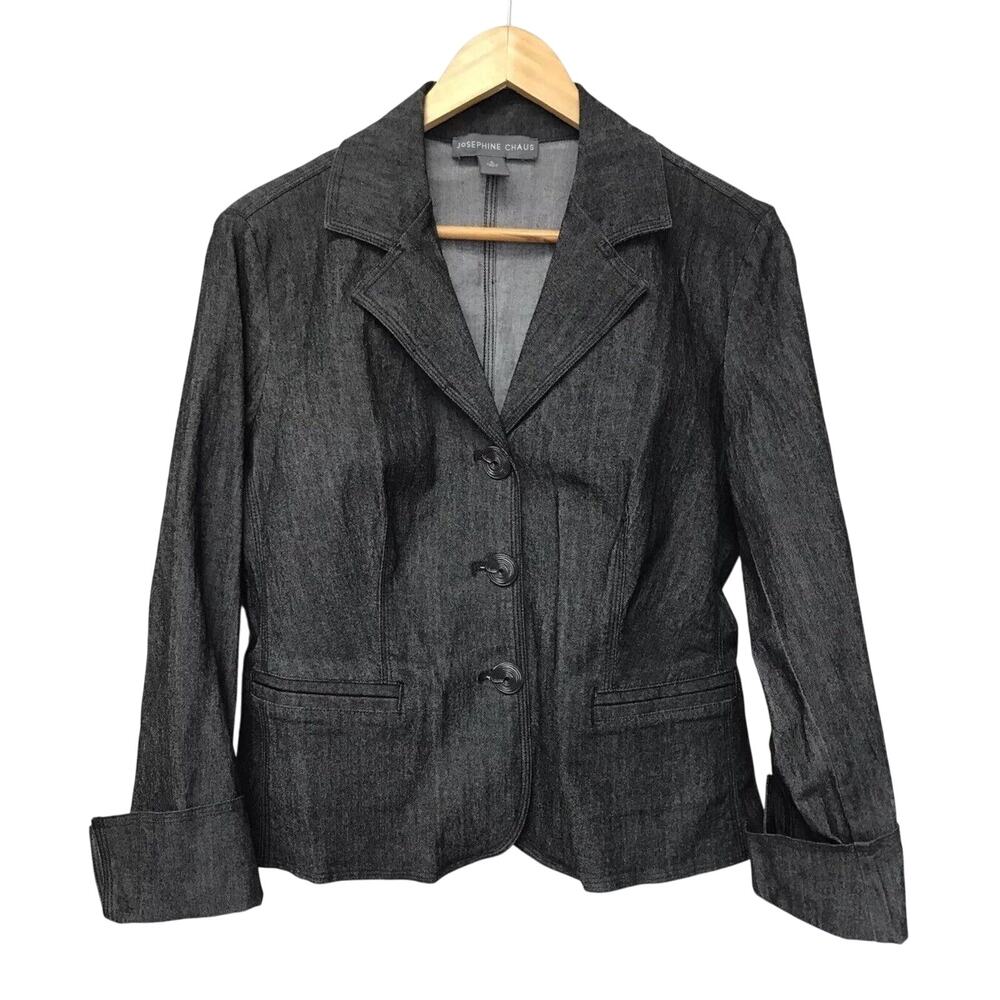 Josephine Chaus Jacket Womens 4 Black Denim Stretch Blazer